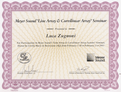 Diploma Meyer Sound Line Array & Curvilinear Array